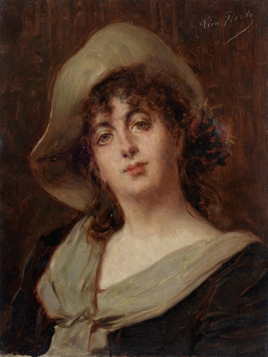 Donna con cappello, ritratto a mezzo busto